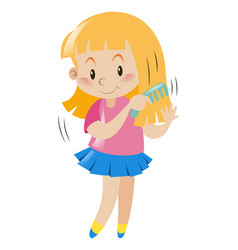 Little girl combing hair Royalty Free Vector Image