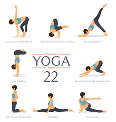 8 yoga poses for exercise infographic Royalty Free Vector