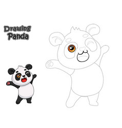 Panda connect the dots and color Royalty Free Vector Image