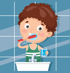 Kid brushing teeth Royalty Free Vector Image - VectorStock