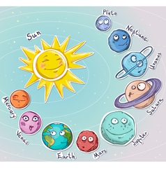 Cute cartoon solar system Royalty Free Vector Image