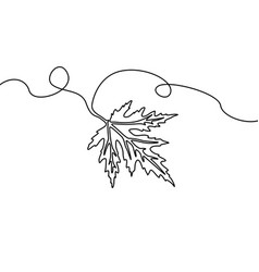 Continuous one line tree leaf Royalty Free Vector Image