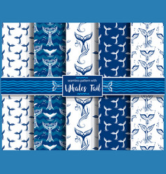 Seamless pattern with whales tail Royalty Free Vector Image
