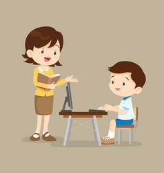 Teacher presenting for computer learning Vector Image