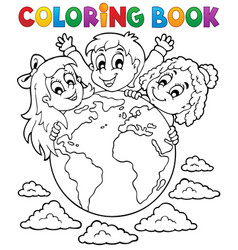 Coloring book kids play theme 2 Royalty Free Vector Image