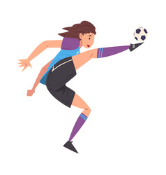 Girl playing soccer smiling sportive young woman Vector Image