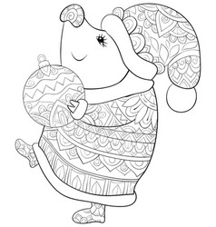 Adult coloring bookpage a cute pig wearing Vector Image