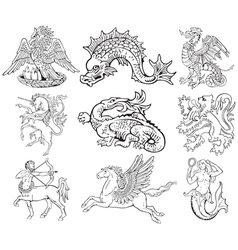 Heraldic sea monsters Royalty Free Vector Image