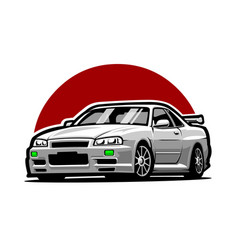 Burnout car japanese drift sport jdm Royalty Free Vector