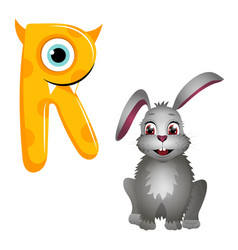 Cute kids cartoon alphabet letter r Royalty Free Vector