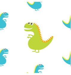 Seamless pattern with funny cartoon dinosaur Vector Image