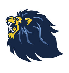 Blue yellow lion mascot logo template Royalty Free Vector