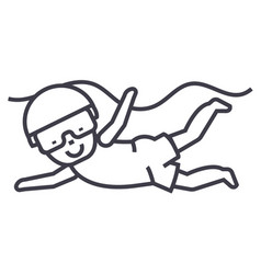 Swimming Kid Line Icon Sign Royalty Free Vector Image Swimming Kid Line Icon Sign Royalty Free Vector Image
