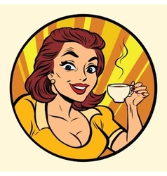 Woman drinking hot coffee Royalty Free Vector Image