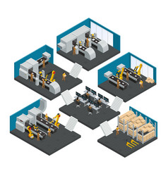 Electronics factory isometric flowchart Royalty Free Vector