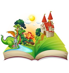 Book of dragon and knight Royalty Free Vector Image