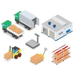 Loading or unloading a truck in warehouse Vector Image