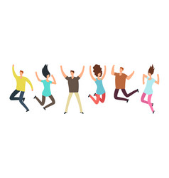 Happy jumping people with falling confetti Vector Image