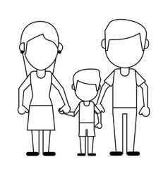 Family avatar faceless cartoon in black and white Vector Image