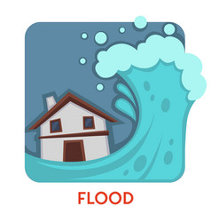 Flood isolated icon house drowning in water Vector Image