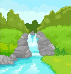 Beautiful mountain river in forest Royalty Free Vector Image