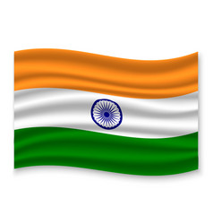 Waving ribbon flag india on circle frame Vector Image
