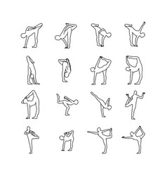 Yoga poses outline sketch Royalty Free Vector Image