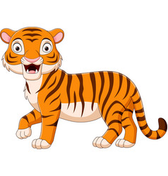 Cute tiger cartoon running Royalty Free Vector Image