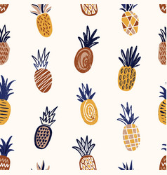 Kids hand drawn seamless pattern with pineapples Vector Image