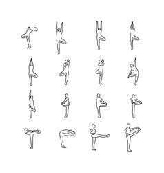 Yoga poses outline sketch Royalty Free Vector Image