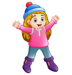 Little happy girl in winter clothes Royalty Free Vector