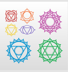 Set of beautiful indian ornamental 7 chakra Vector Image