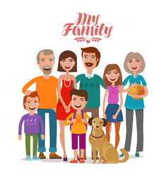 Big and happy family portrait with children paren vector image