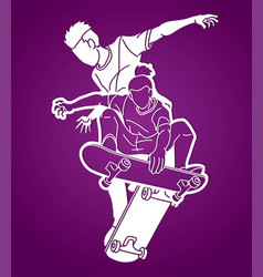 Skateboarder doing tricks silhouette Royalty Free Vector