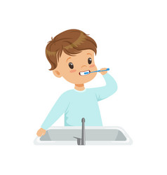 Boy brushing his teeth Royalty Free Vector Image