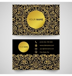 Business Card Template Black And Golden Beauty Vector Image