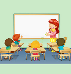 Teacher scolding pupil in class cartoon Royalty Free Vector