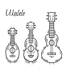 Set Contour Ukulele With Decoration Hawaiian Vector Image