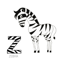 Letter z for zebra cartoon alphabet for children Vector Image