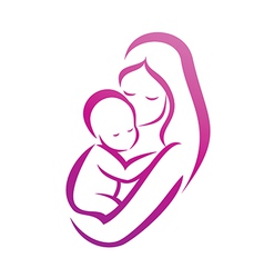 Mother and baby stylized symbol Royalty Free Vector Image