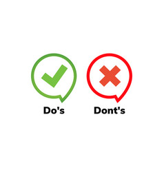 Dos and dont good and bad icon check negative Vector Image