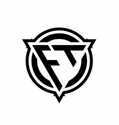 Tf logo with triangle shape and circle Royalty Free Vector