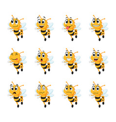 Bee with different facial expressions Royalty Free Vector