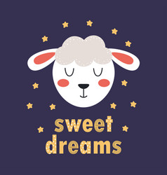 Sheep lamb face head round icon cloud shape cute Vector Image
