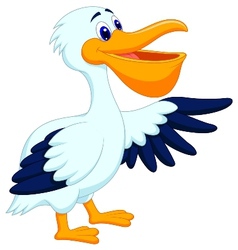 Cute cartoon pelican waving isolated Royalty Free Vector