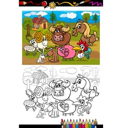 Cartoon Farm Animals Coloring Book Royalty Free Vector Image