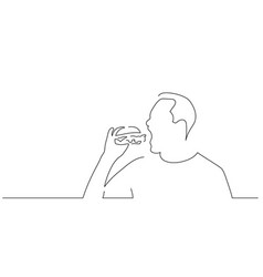 People eating isolated line drawing Royalty Free Vector
