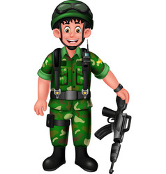 Funny police in blue uniform with black gun Vector Image