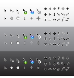 Pixel hand cursors collection Royalty Free Vector Image