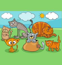 Funny cats group cartoon Royalty Free Vector Image